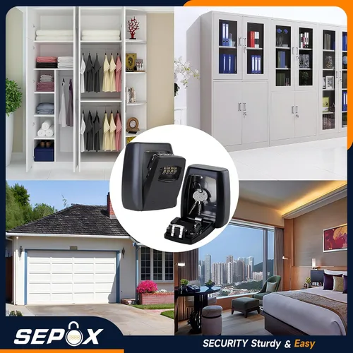 Miniatura 9 de SEPOX® Caja de cerradura de llave de acero inoxidable – Combinación de 4 dígitos reiniciable, resistente y gran espacio, resistente a la intemperie