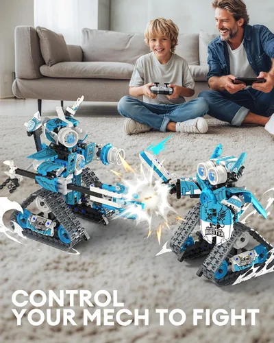Miniatura 7 de Opmind Kit de construcción de robot STEM RC 5 en 1, 398 piezas APP y bloques de control remoto DIY robótica de ingeniería, juego de ciencia erector