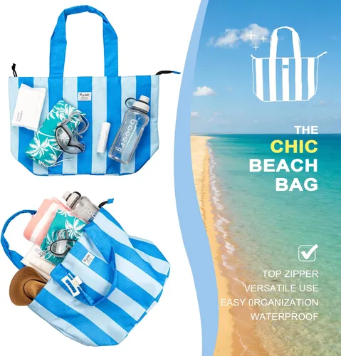 Miniatura 7 de Bolsas de playa impermeables a prueba de arena, bolsa grande XL para piscina para mujer