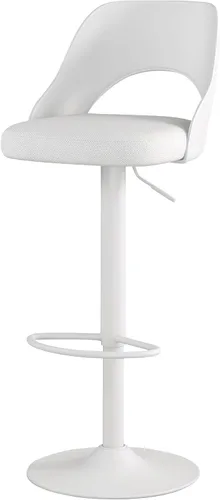 Miniatura 11 de HENGJIANYI Taburete de bar giratorio ajustable en altura con respaldo hueco, silla tapizada con base de metal negro, asiento negro