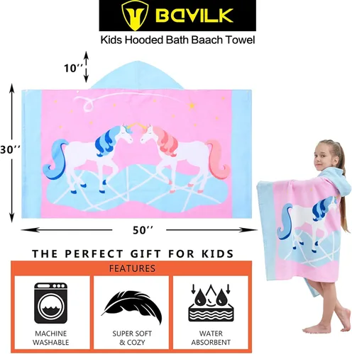 Miniatura 3 de Toallas de baño para niños, toalla para niños con capucha para playa, baño, piscina, toallas de natación de 30 x 50 pulgadas, tamaño grande, ultra