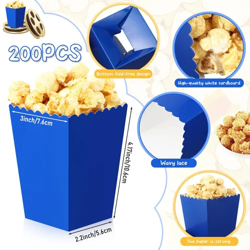 Miniatura 2 de Meanplan Cajas de palomitas de maíz, mini contenedor de cartón para palomitas de maíz, contenedor de cartón para aperitivos, bolsas desechables