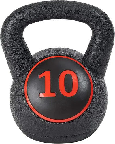 Miniatura 8 de BalanceFrom Juego de pesas rusas de vinilo, opciones de 30/45/50/75 libras, pesas de entrenamiento de fuerza rellenas de cemento con agarre