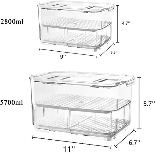 Miniatura 3 de Contenedores organizadores de refrigerador, apilables, para congelador, lechuga con tapas y bandeja de drenaje extraíble, contenedores