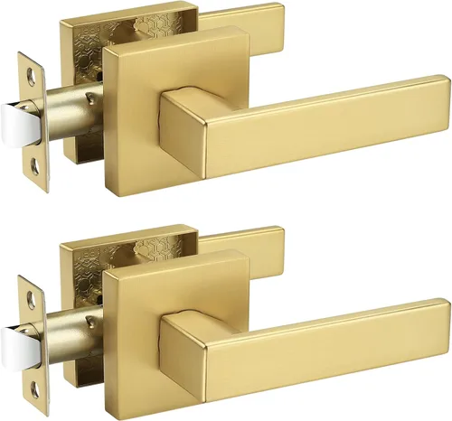 Miniatura 28 de Probrico - Juego de 5 manijas de puerta de paso resistentes para armarios y pasillos, juego de manijas de puerta sin llave de diseño cuadrado Oil