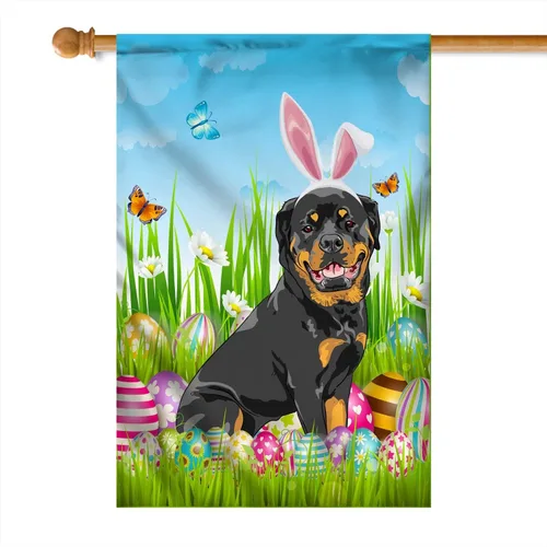 Miniatura 31 de Beagle Happy Easter Day Holiday Flag Funny Dog Wear Bunny Ears Headband Cute for Home Decor (12" x 18") USA Garden Flag Premium Decorative Yard