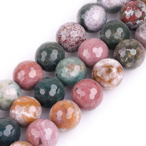 Miniatura 6 de JOE FOREMAN Piedras preciosas naturales de 0.236 in, jaspe oceánico, cuentas sueltas redondas facetadas para hacer joyas, pulseras de 15.0 in