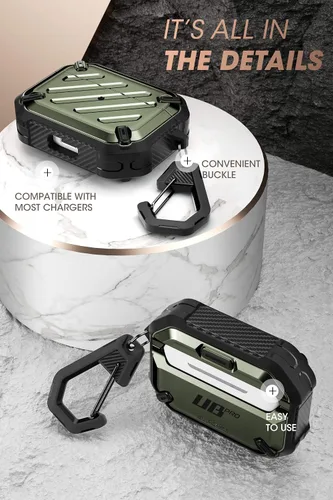 Miniatura 5 de SupCase - Estuche para Airpods Pro Serie Pro Unicorn Beetle, resistente carcasa de protección completa con mosquetón para Airpods Pro de Apple Verde