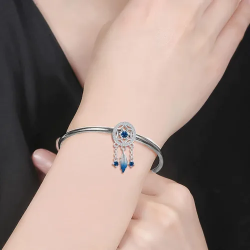 Miniatura 5 de Abalorio de cristal con diseño de atrapasueños espirituales y plumas colgantes para pulsera Pandora