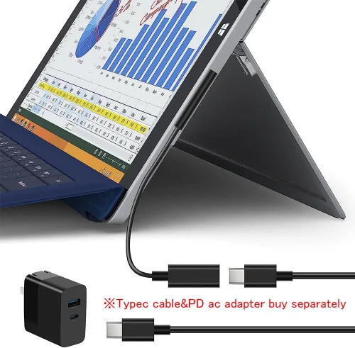 Miniatura 2 de Surface Connect to USB-C Cable de carga PD 15V/3A compatible con Microsoft Surface Pro 3/4/5/6/7, Surface Laptop 3/2/1, Surface Go, Surface