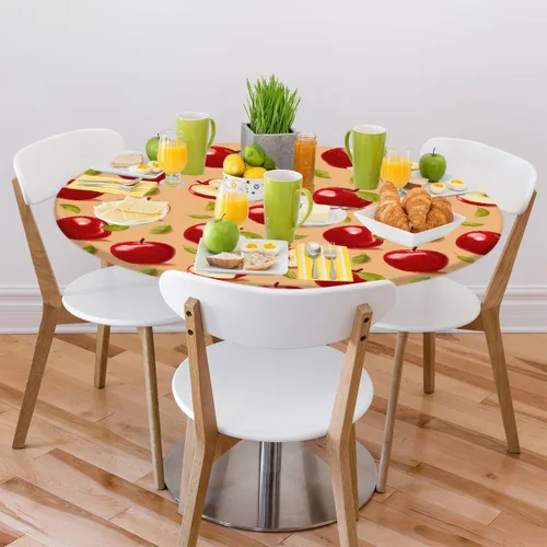 Miniatura 6 de cfpolar Mantel Redondo Ajustado con Borde Elástico, Mantel Vintage de Manzanas 40"-44" Impermeable Resistente al Aceite para Mesa Redonda, Funda