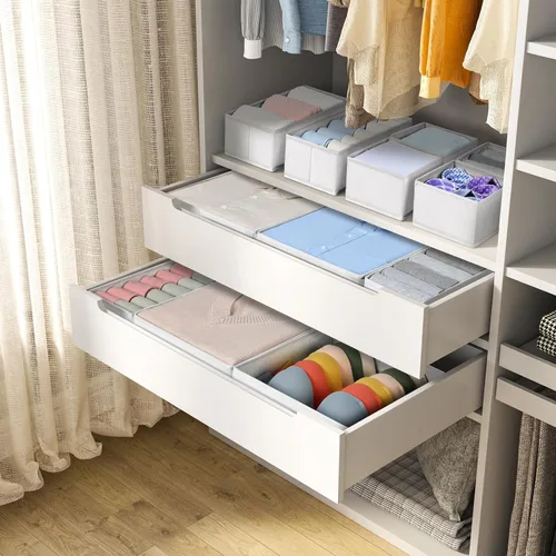Miniatura 2 de DIMJ Organizador de cajones para ropa, paquete de 18 unidades, organizadores plegables para bebé, organizador de almacenamiento y cómoda para Blanco