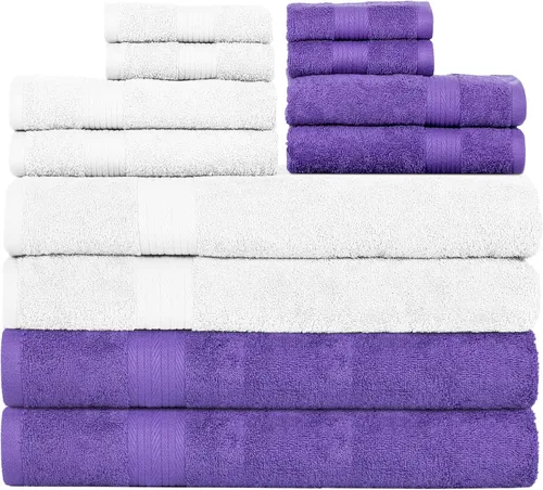 Miniatura 46 de Ample Decor Juego de 12 toallas de baño de 600 GSM, 100% algodón, 4 toallas de baño, 4 toallas de mano, 4 paños de lavado, absorbentes y suaves