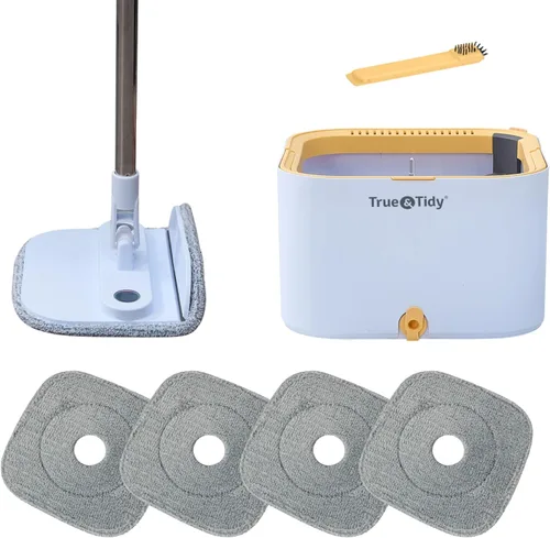 Miniatura 10 de True & Tidy TrueClean - Trapeador giratorio 2.0 con cubo interior desmontable, autoportante, separa el agua limpia y sucia, cabezal de trapeador