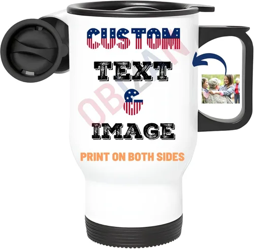 Vaso de viaje personalizado para añadir foto, texto, nombre en la taza personalizada, impresión en ambos lados, aislado personalizado para hombres y