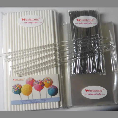 Miniatura 3 de 100 palitos de piruleta de 6 pulgadas + bolsas de 3 x 5 pulgadas + lazos plateados + 5 palitos transparentes gratis) para caramelos de piruleta Cake