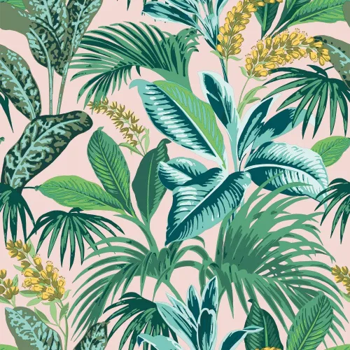 Tempaper Papel tapiz extraíble de palmera habana botánica rosa, 20.5 pulgadas x 16.5 pies, fabricado en los Estados Unidos