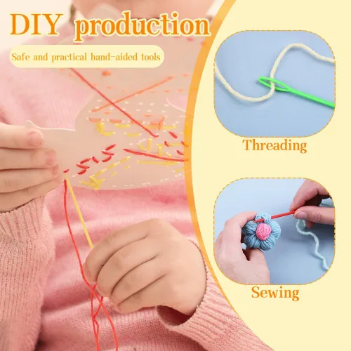 Miniatura 5 de 50 agujas de tejer coloridas de 3.54 pulgadas, agujas de hilo de plástico de ojos grandes, agujas de coser de plástico, agujas de aprendizaje