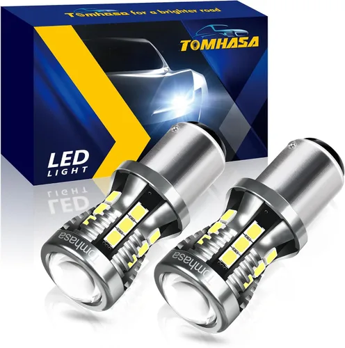 Miniatura 12 de Bombillas LED 3157 rojas para luces de freno, 24 conjuntos de chipsets SMD 300% más brillantes 3056 3156 3057 4157. Bombillas LED de repuesto