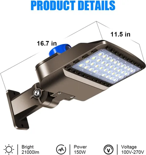 Miniatura 4 de Juyace Luz LED para Estacionamiento de 150W del Anochecer al Amanecer, Iluminación Exterior Comercial Reflector IP65 Impermeable 5000K Montaje