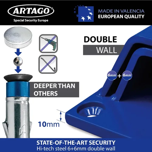 Miniatura 6 de Artago 61 anclaje de seguridad de alta gama, doble puente 6+6, se vende seguro aprobado, pernos especiales blindados más profundos, acero de máxima