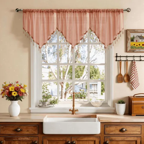 Miniatura 17 de WUBODTI Cortinas transparentes con cenefa con cuentas negras para ventanas, 1 unidad, cenefas de cortina semitransparentes para dormitorio y cocina