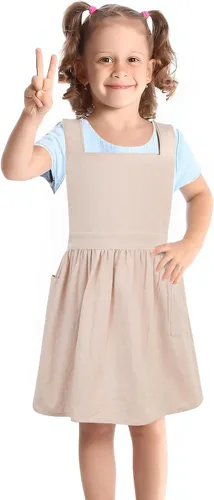 Miniatura 8 de Delantal con o sin pechera para niños, Delantal con espalda cruzada, Delantales con babero estilo japonés Ropa para el hogar Beige
