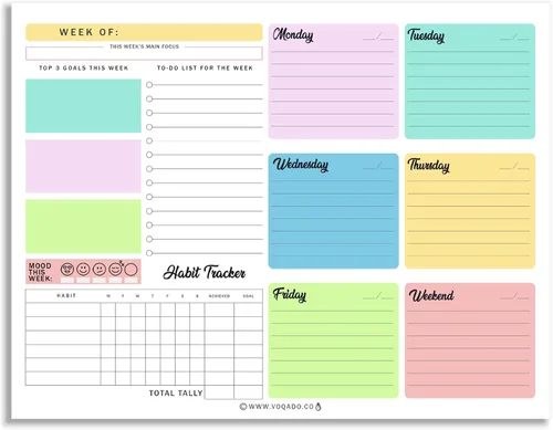Agenda semanal con tapa (magnética) para todo el año, 50 hojas sin fecha para horario diario, listas de tareas, seguimiento de hábitos,