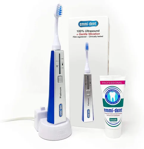 Miniatura 8 de Emmi-dent Cepillo de dientes eléctrico Oral Waver con tecnología 100% de ultrasonido, vibración suave y pasta de dientes nano-burbuja. Ideal