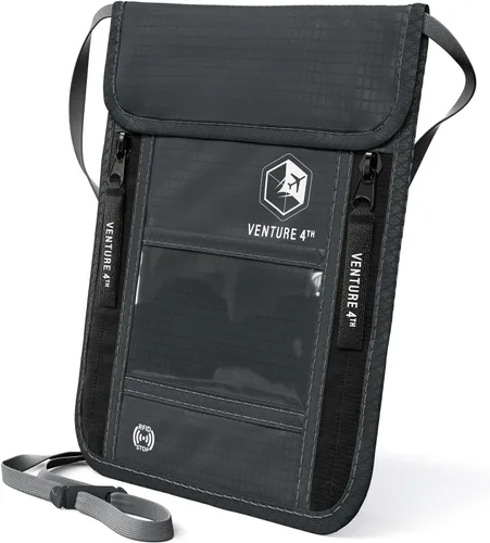Venture 4th bolsa de cuello de viaje con traba RFID, gris), V4-01-NP-GR