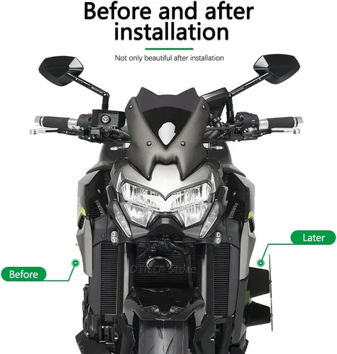 Miniatura 5 de Parabrisas de motocicleta compatible con Kawasaki Z 900 Z900 Lado de motocicleta Downforce Naked Spoilers Winglet ala de carenado de ala fija 2021