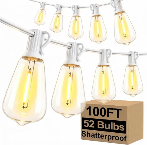 Miniatura 19 de Brightever Luces de Cadena para Exteriores de 25 Pies, Luces de Patio ST38 con 13 Bombillas Edison, Luces Colgantes Impermeables Conectables