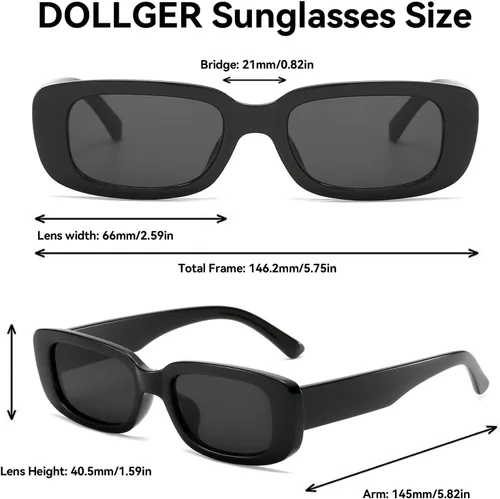 Miniatura 5 de Dollger Lentes de sol rectangulares para mujeres y hombres, de moda, retro, a la moda, protección UV 400, cuadrado Fram