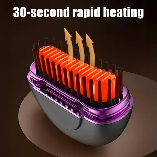Miniatura 4 de Mini alisador de pelo inalámbrico, control de temperatura de 3 velocidades y calentamiento rápido, herramienta de peinado portátil recargable 2