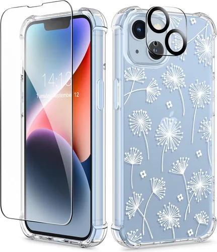 Miniatura 53 de GVIEWIN - Funda floral para iPhone 14 de 6.1 pulgadas, protector de pantalla + protector de lente de cámara, no se amarillenta, a prueba de golpes