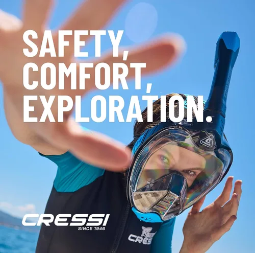 Miniatura 7 de Cressi - Máscara de esnórquel para adultos de cara completa - Vista amplia y clara, sistema antivaho - Fácil respiración: la seguridad es lo primero