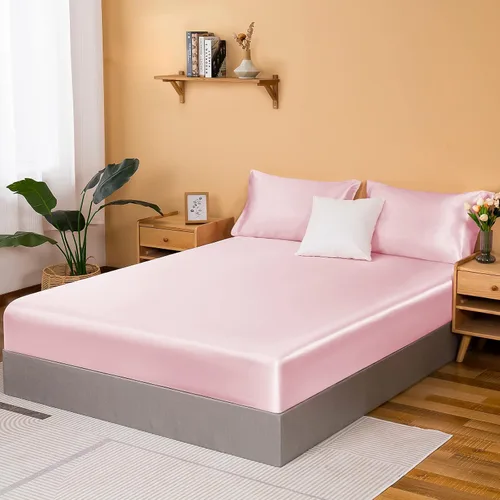 Miniatura 12 de NSGZ Sábana Bajera Ajustable de Satén Twin, Sábana Bajera Sedosa Individual Solamente, Sábanas de Cama Inferiores Suaves de Bolsillo Profundo, Sin