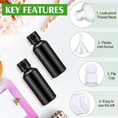 Miniatura 3 de Eccliy 100 Pack 2 oz Plastic Bottles Travel Lotion Bottle Squeeze Container Plastic Bottles with Caps Small Travel Empty Refillable Toiletry