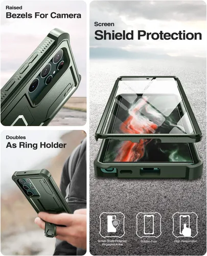 Miniatura 7 de Dexnor Funda para Samsung Galaxy S22 Ultra, [Protector de pantalla integrado y soporte] Protección de grado militar resistente de trabajo pesado a