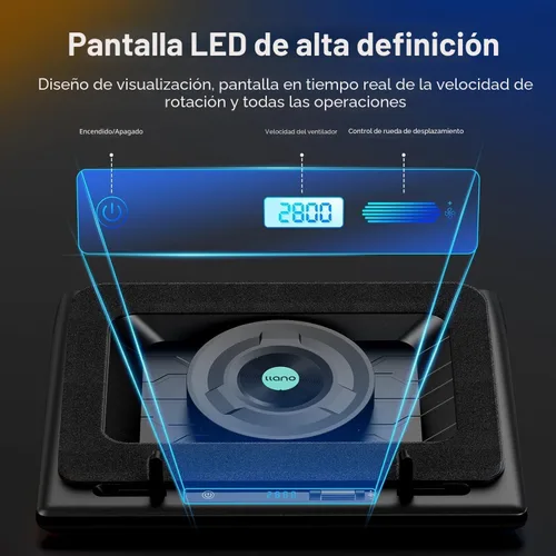 Miniatura 5 de llano Enfriador de laptop para videojuegos, soporte de almohadilla de refrigeración para laptop V12 con ventilador de 5.5 pulgadas, enfriamiento