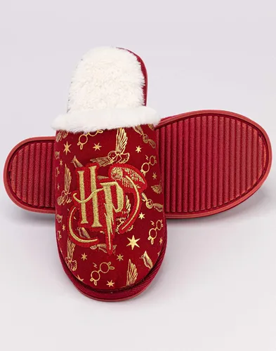 Miniatura 5 de Harry Potter Pantuflas para niñas Zapatos de casa roja mullidos para niños Logotipo bordado dorado Hogwarts Calzado Mercancía Regalo