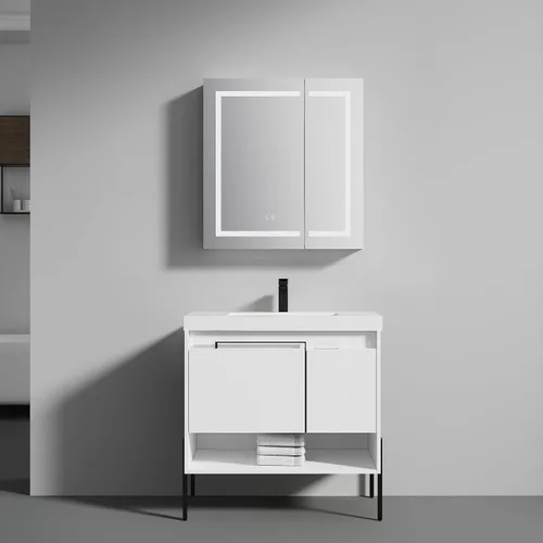 Miniatura 21 de Blossom Turin - Mueble de baño de roble Classik de 24 pulgadas con fregadero acrílico, gabinete independiente minimalista de madera, diseño moderno