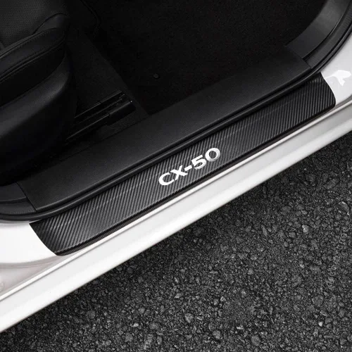Miniatura 8 de LEXLEY Protector de umbral de puerta de cuero estilo fibra de carbono para Mazda 2023 2024 2025 2026 CX-50 CX50, protector de umbral de puerta