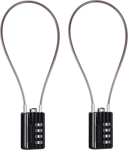 SEPOX® Candado de Combinación de 4 Dígitos Reiniciable Versátil Twins con Cable Extremadamente Largo – Contraseña Personalizada, Cable de Acero con