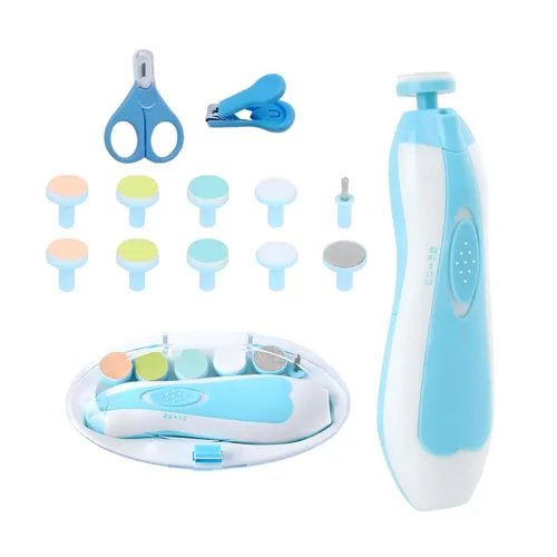 Lima de uñas para bebé con kit de cortaúñas eléctrico seguro para recién nacidos, niños y niños pequeños, cuidado de los dedos de los pies y las