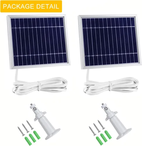 Miniatura 7 de iTODOS Panel solar compatible con cámaras Arlo Pro y Arlo Pro2, cable de alimentación de 11.8 pies y montaje ajustable (paquete de 2, plateado)