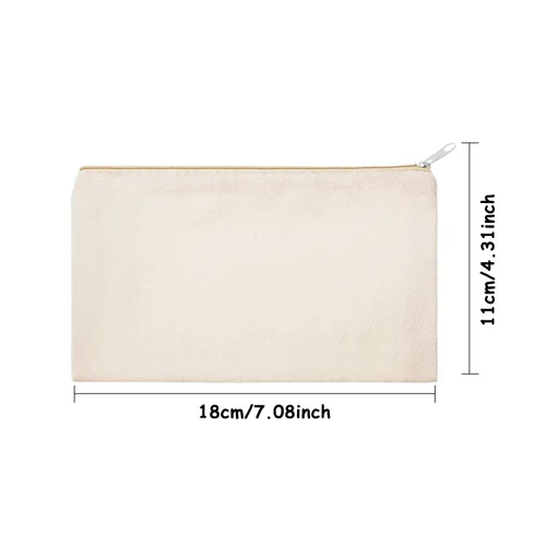Miniatura 2 de meekoo Paquete de 16 bolsas de lona en blanco para cosméticos, bolsa de maquillaje con cremallera lisa, sublimación, manualidades DIY, bolsa de aseo