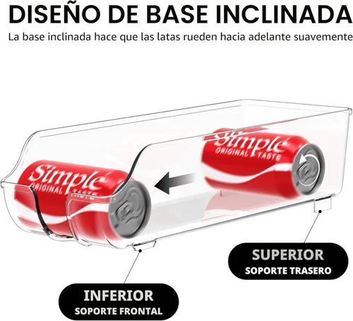 Miniatura 5 de Organizador y dispensador de latas de soda Simple Houseware para refrigerador / despensa, transparente, juego de 2