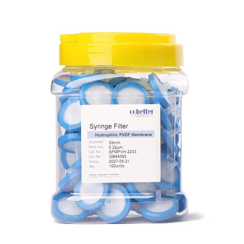 Miniatura 14 de Paquete de 100 Filtros de Jeringa PTFE para Laboratorio Filtros de Filtración Hidrofóbica Tamaño de Poro 0.22μm Diámetro 13mm No estéril Rojo