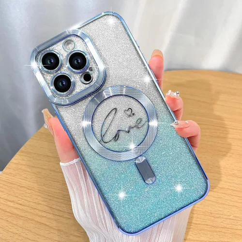 Miniatura 42 de ZIYE Funda Magnética Diseñada para iPhone 11 Funda con Purpurina Plateado de Lujo Corazón de Amor Compatible con MagSafe Funda Transparente
